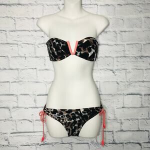 Strapless Animal Print Swim Top w/ Bottom